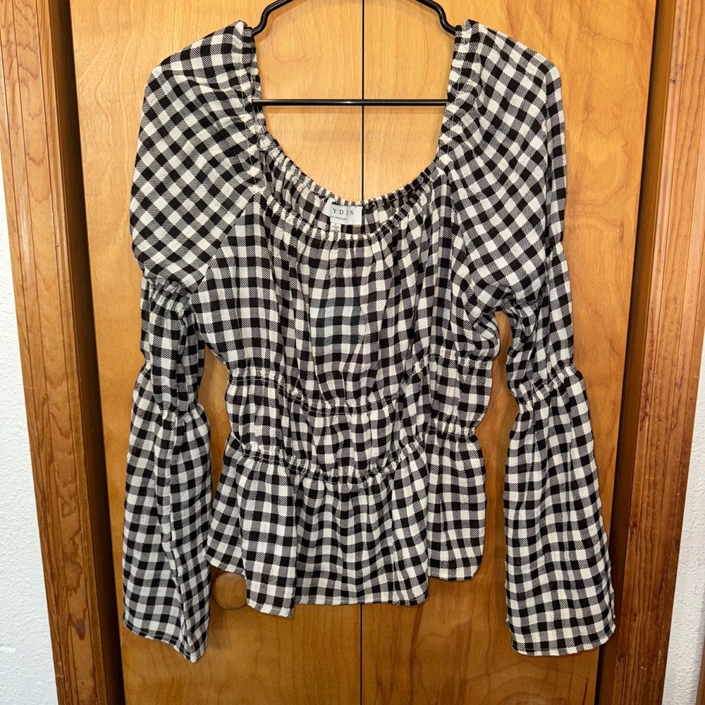 Hayden Black and White Checkered Blouse